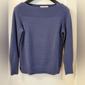 LOFT 100% COTTON BLUE SWEATER BOAT NECK